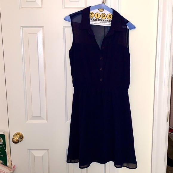 Aqua Dresses & Skirts - AQUA Bloomingdales Navy Sleeveless Shirt Dress